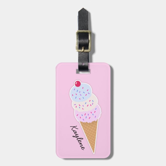 Yummy Icecream Cone Personalized Luggage Tag (Front Vertical)