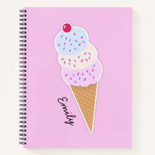 Yummy Icecream Cone Personalized Spiral Notebook
