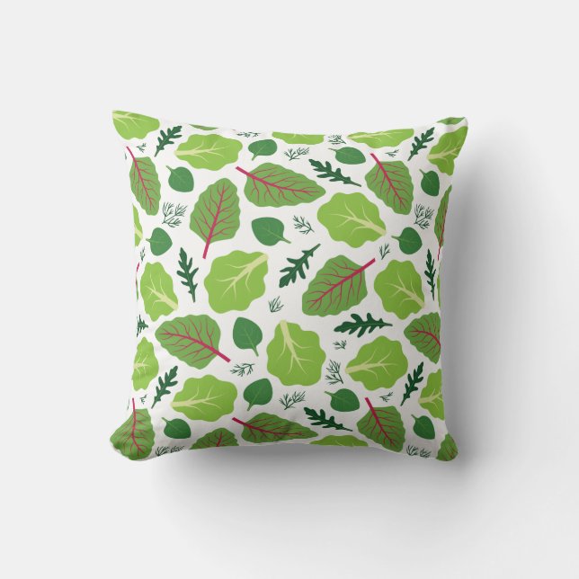 Yummy Leaves Throw Pillow (Front)