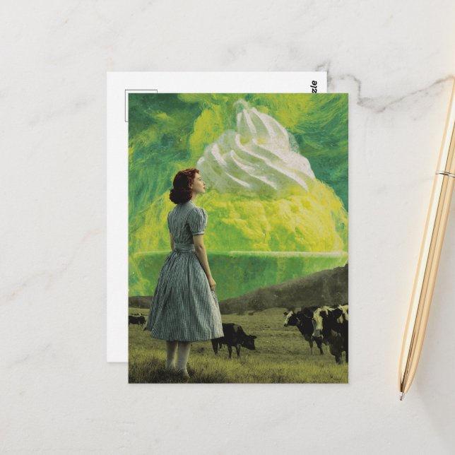 Yummy Lime Desert in the Dairy Pasture Surreal Postcard (Front/Back In Situ)
