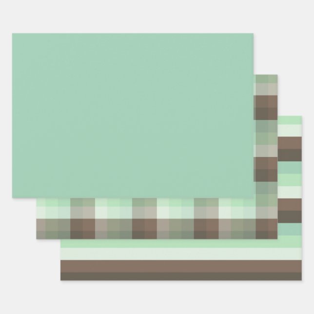 Yummy Mint Green Chocolate Chip Colour Combo Wrapping Paper Sheet (Set)