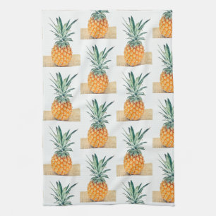 Yummy Pale Pastel Pineapple Print Fruit Kitchen Towel