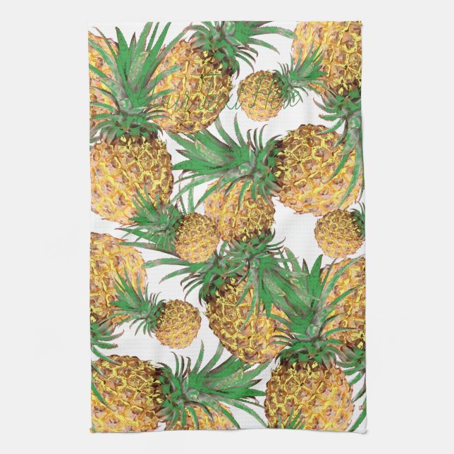 Yummy Pineapple Pattern Print Fruit Kitchen Towel (Vertical)