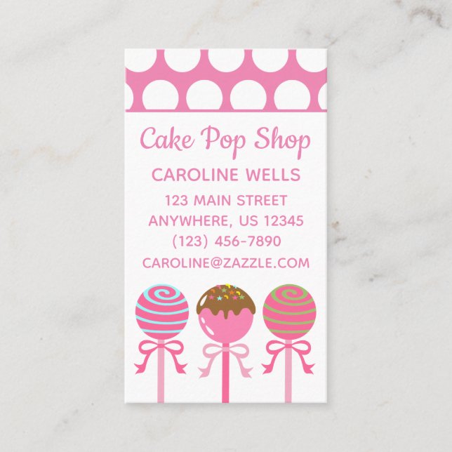 Yummy Pink Cake Pops Cartes d'appel d'affaires (Devant)