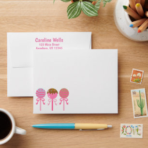 Yummy Pink Cake Pops Enveloppes personnalisées
