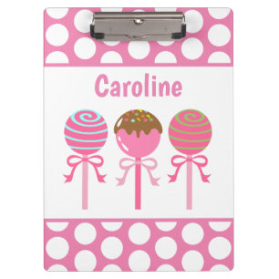 Yummy Pink Cake Pops Personalized Clipboard