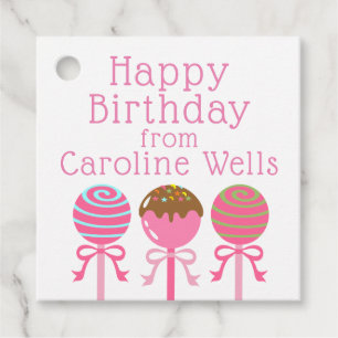 Yummy Pink Cake Pops Personalized Gift Favour Tags