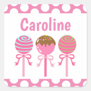 Yummy Pink Cake Pops Personalized Stickers