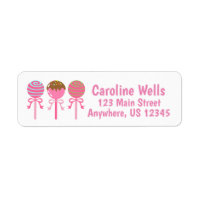 Yummy Pink Cake Pops Return Address Labels
