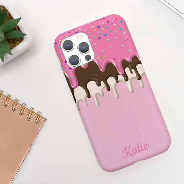 Yummy Pink Icing Ice Cream Drips Case-Mate iPhone Case (Creator Uploaded)