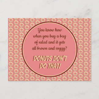 Yummy Pink Sprinkle Doughnut Pattern and Funny Quo Postcard