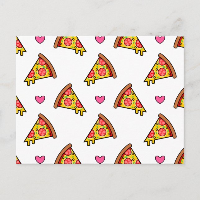 Yummy Pizza Slices Pattern Postcard (Front)