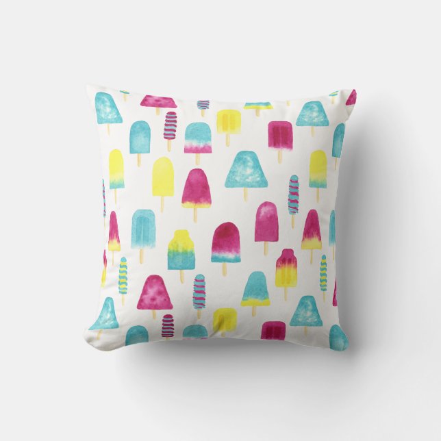 Yummy Popsicles Throw Pillow (Front)