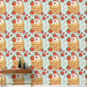 Yummy Retro Mid-Century Pancakes Breakfast  Wallpaper