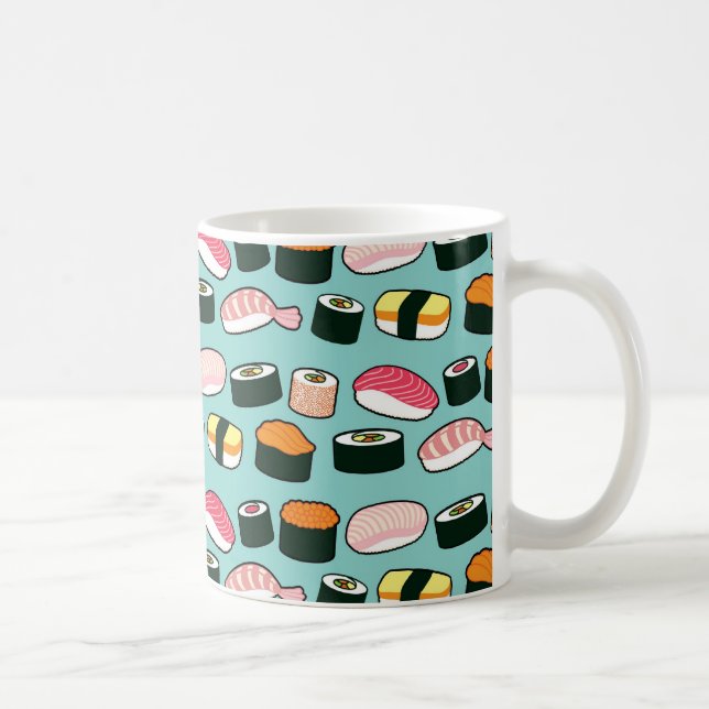 Yummy Sushi Fun Illustrated Pattern Coffee Mug (Right)
