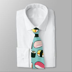 Yummy Sushi Fun Illustrated Pattern Tie