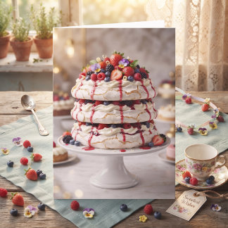 Yummy Sweet Pavlova Cake | Happy Birthday Card