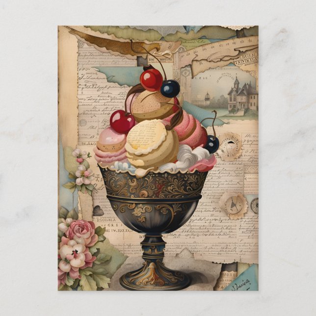 Yummy Sweets Vintage Collage  Postcard (Front)