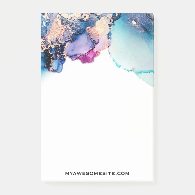 *~* Yummy Teal Turquoise Gold AP29 Bold Abstract Post-it Notes (Front)