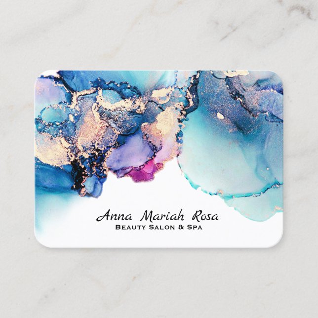 *~* Yummy Turquoise Teal AP29 Bold Gold Gilded Business Card (Front)