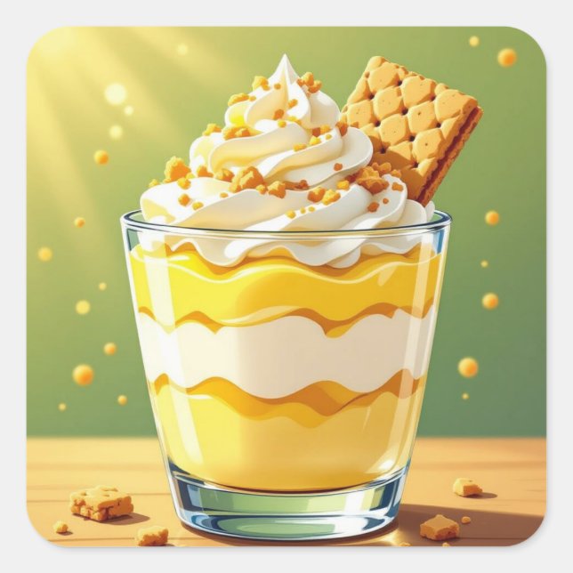 Yummy Vanilla Pudding  Square Sticker (Front)