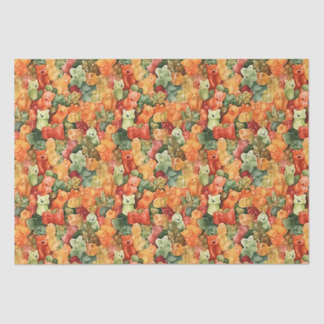 Yummy Watercolor Gummy Bear Pattern Tissue Paper (Front)