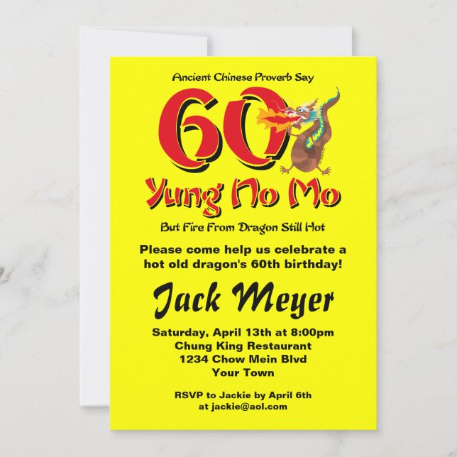 Yung No Mo 60th Birthday Invitation (Front)