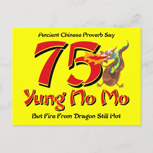 Yung No Mo 75th Birthday Postcard Invitation (Front)