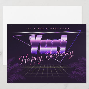 Yuri Name Vorname lila retro Karte Geburtstag Card