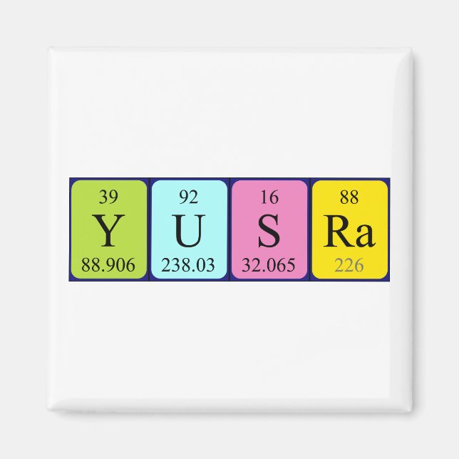 Yusra periodic table name magnet (Front)