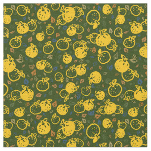 Yuzu Pattern (Olive Green)   Japanese fall style Fabric
