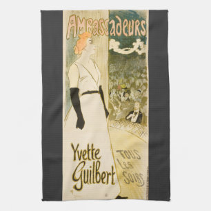Yvette Guilbert by Theophile Alexandre Steinlen Kitchen Towel