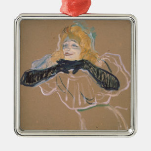 Yvette Guilbert singing Linger, Longer, Loo Metal Ornament