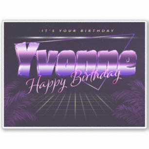 Yvonne Name First name lila retro Sticker Birthday