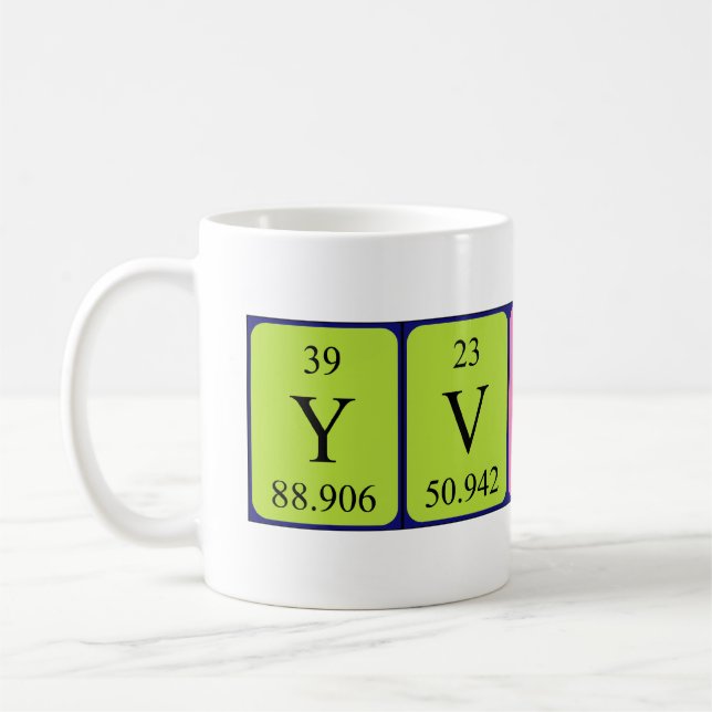 Yvonne periodic table name mug (Left)