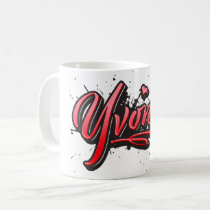 Yvonne red heart graffiti tasse de café
