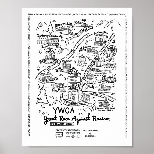 YWCA Great Race Against Racism Map Poster (Front)