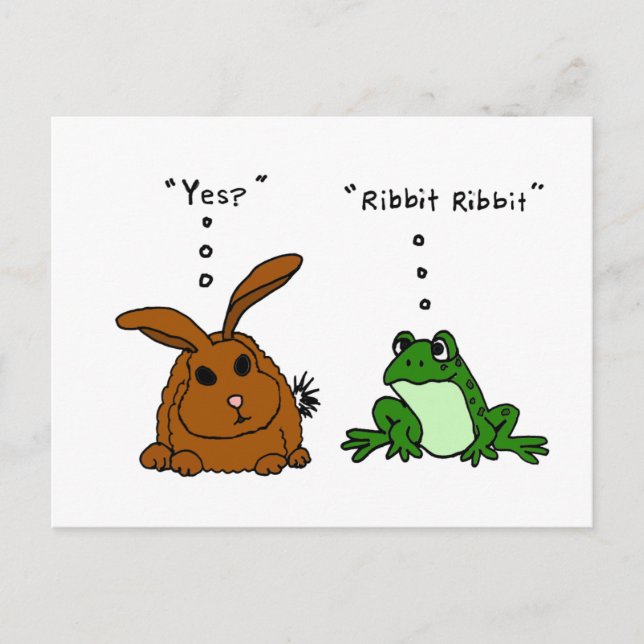 YY- Funny Rabbit and Frog Cartoon Postcard (Front)