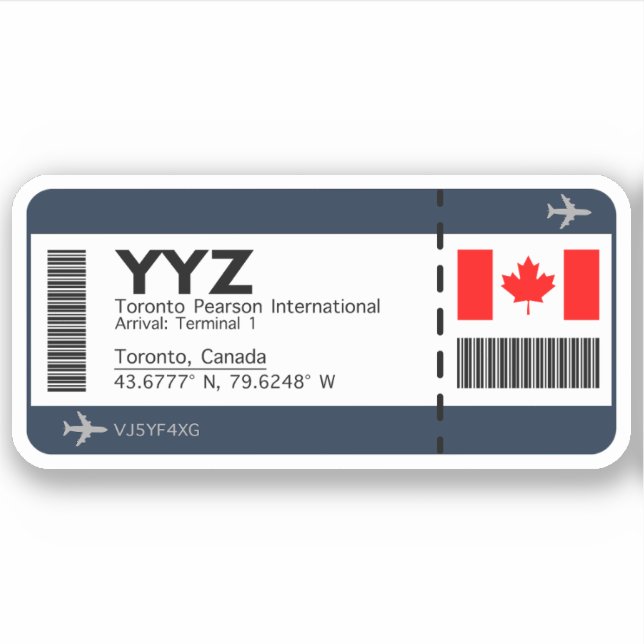 YYZ Toronto Boarding Pass - Canada Ticket (Front)