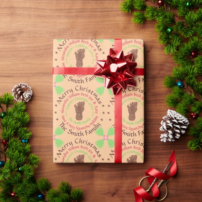 Z Bigfoot Sasquatch Track Christmas Personalized Wrapping Paper (Holiday Gift)