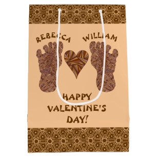 Z Bigfoot Sasquatch Track Happy Valentines Day Medium Gift Bag