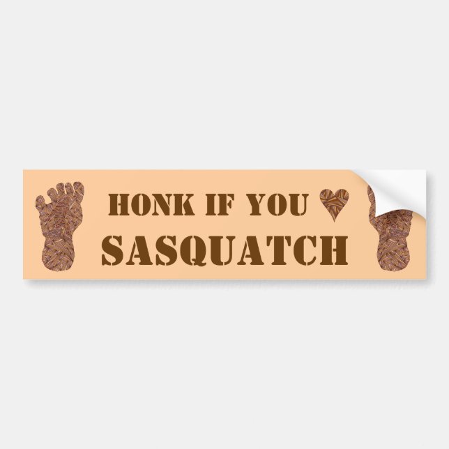 Z Bigfoot Sasquatch Track Honk If You Heart Bumper Sticker (Front)