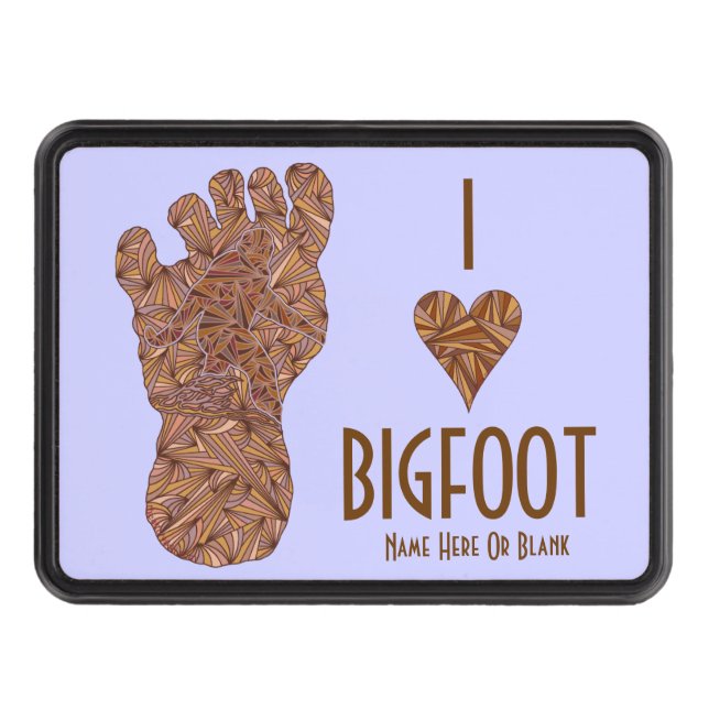 Z Bigfoot Sasquatch Track I Heart Bigfoot Lavender Trailer Hitch Cover (Front)