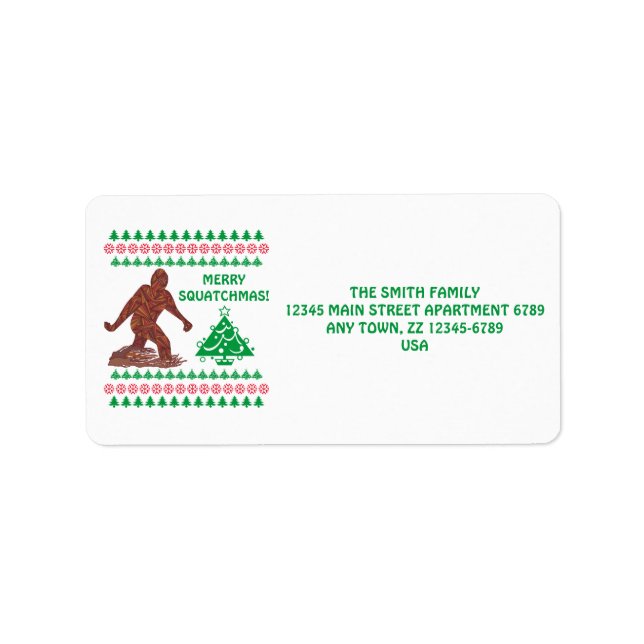 Z Bigfoot Walking Sasquatch Funny Christmas Label (Front)