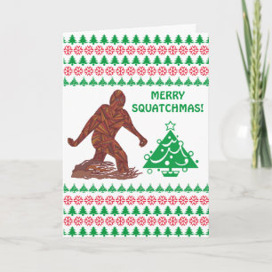 Z Bigfoot Walking Sasquatch Merry Squatchmas Funny Holiday Card