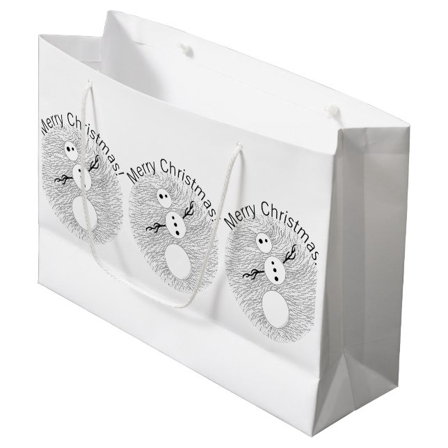 Z Black And White Snowman Cute Holiday Large Gift Bag (Front Angled)