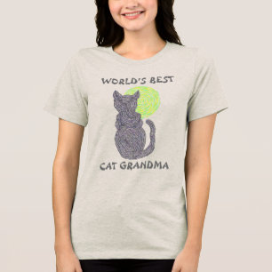 Z Black Cat And The Moon Worlds Best Cat Grandma Tri-Blend Shirt