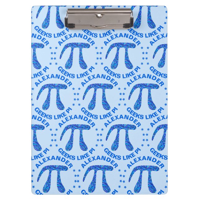 Z Blue Pi Symbol Math Geek Pattern Geeks Like Pi Clipboard (Front)