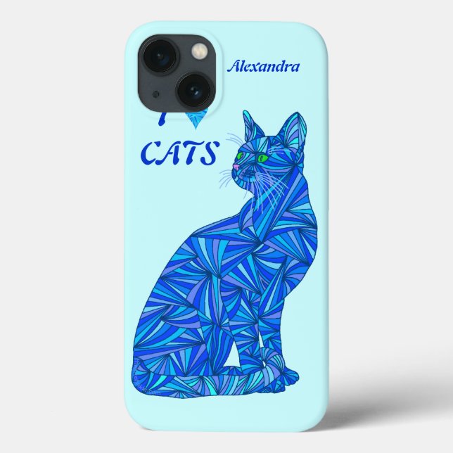 z Blue Sitting Cat ifonx78 Personalize This Cute Case-Mate iPhone Case (Back)