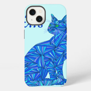 z Blue Sitting Cat ifonx78 Personalize This Cute iPhone 13 Case